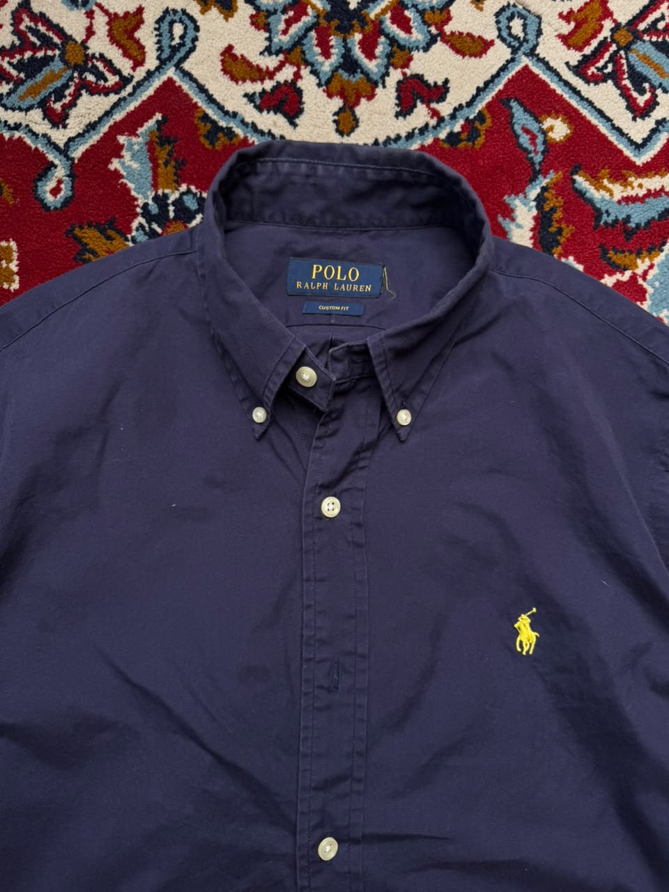 Polo Ralph Lauren Navy Blue Custom Fit Button Down Shirt - M