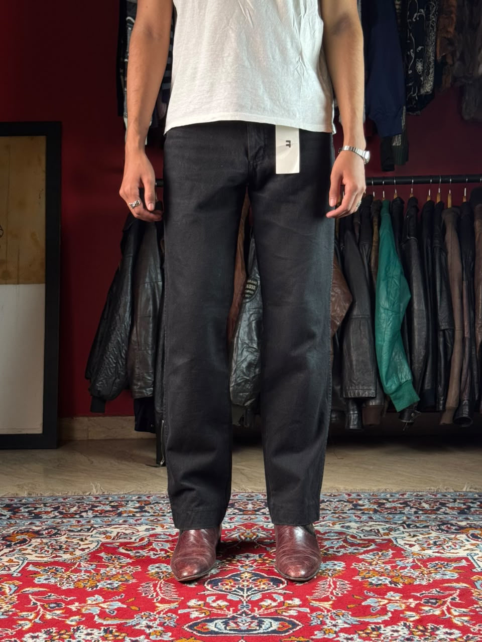 Vintage Wrangler Texas Men Black Straight Fit JEANS - 32