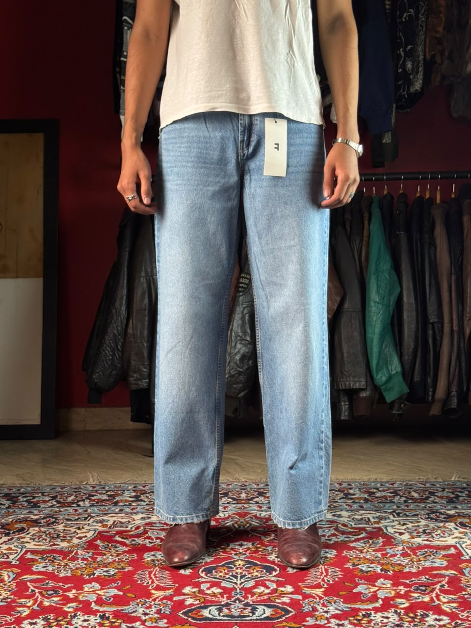 ASOS DESIGN Blue High Waisted Baggy Jeans - 32