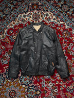 Vintage Better Day Black Leather Bomber Jacket - M