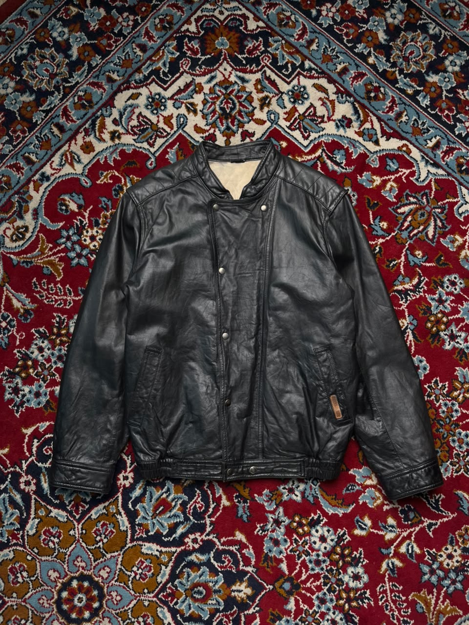 Vintage Better Day Black Leather Bomber Jacket - M