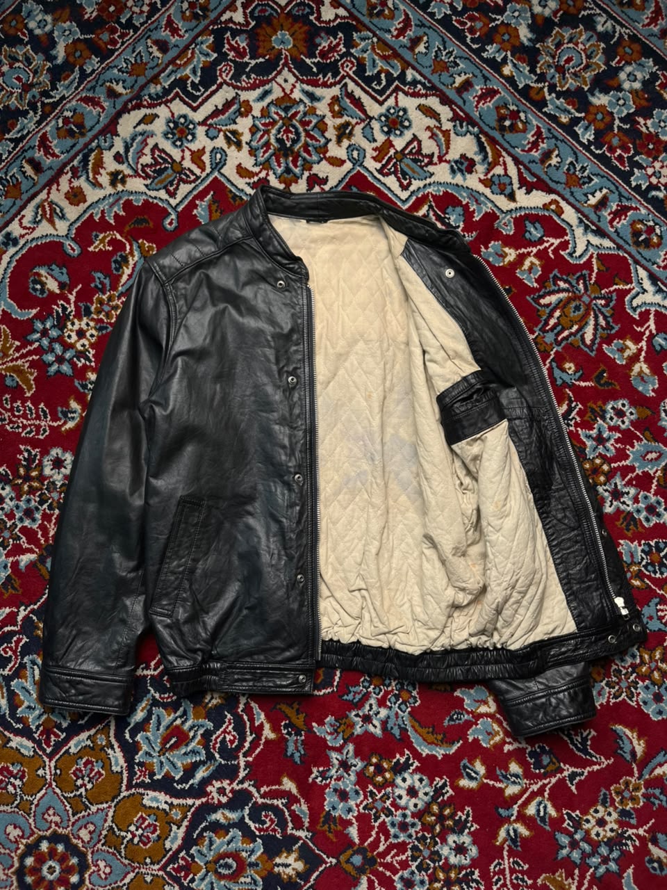Vintage Better Day Black Leather Bomber Jacket - M
