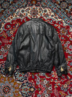 Vintage Better Day Black Leather Bomber Jacket - M