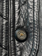 Vintage Redox Black Leather Wool Bomber Jacket - L