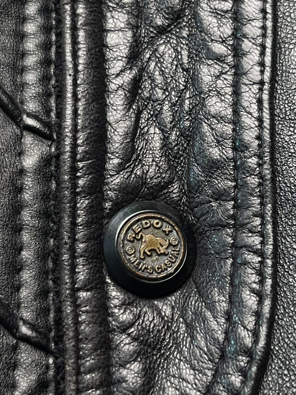 Vintage Redox Black Leather Wool Bomber Jacket - L
