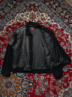 Vintage Redox Black Leather Wool Bomber Jacket - L