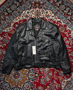 Vintage Bikers Leather Stuff Black Heavy Motorcycle Jacket - XL