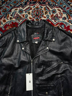 Vintage Bikers Leather Stuff Black Heavy Motorcycle Jacket - XL