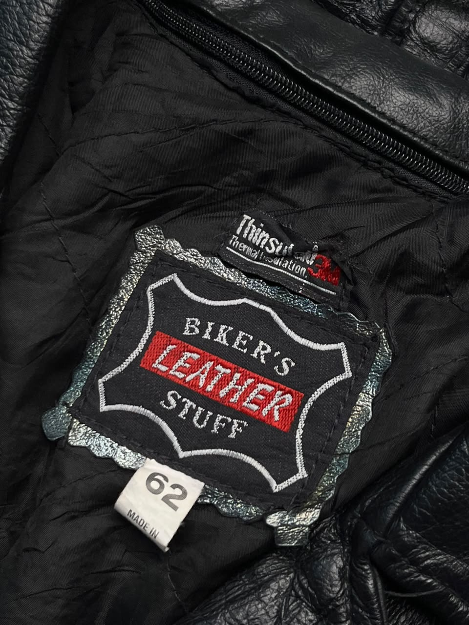 Vintage Bikers Leather Stuff Black Heavy Motorcycle Jacket - XL