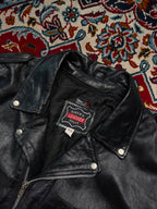 Vintage Bikers Leather Stuff Black Heavy Motorcycle Jacket - XL