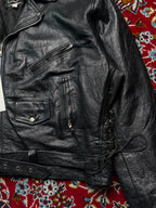 Vintage Bikers Leather Stuff Black Heavy Motorcycle Jacket - XL