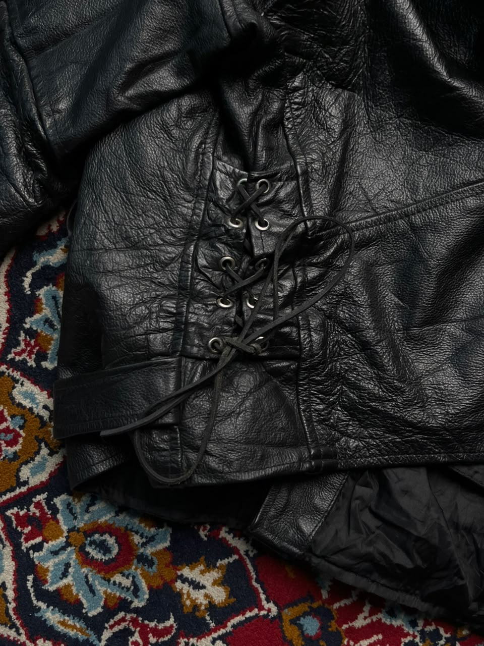Vintage Bikers Leather Stuff Black Heavy Motorcycle Jacket - XL