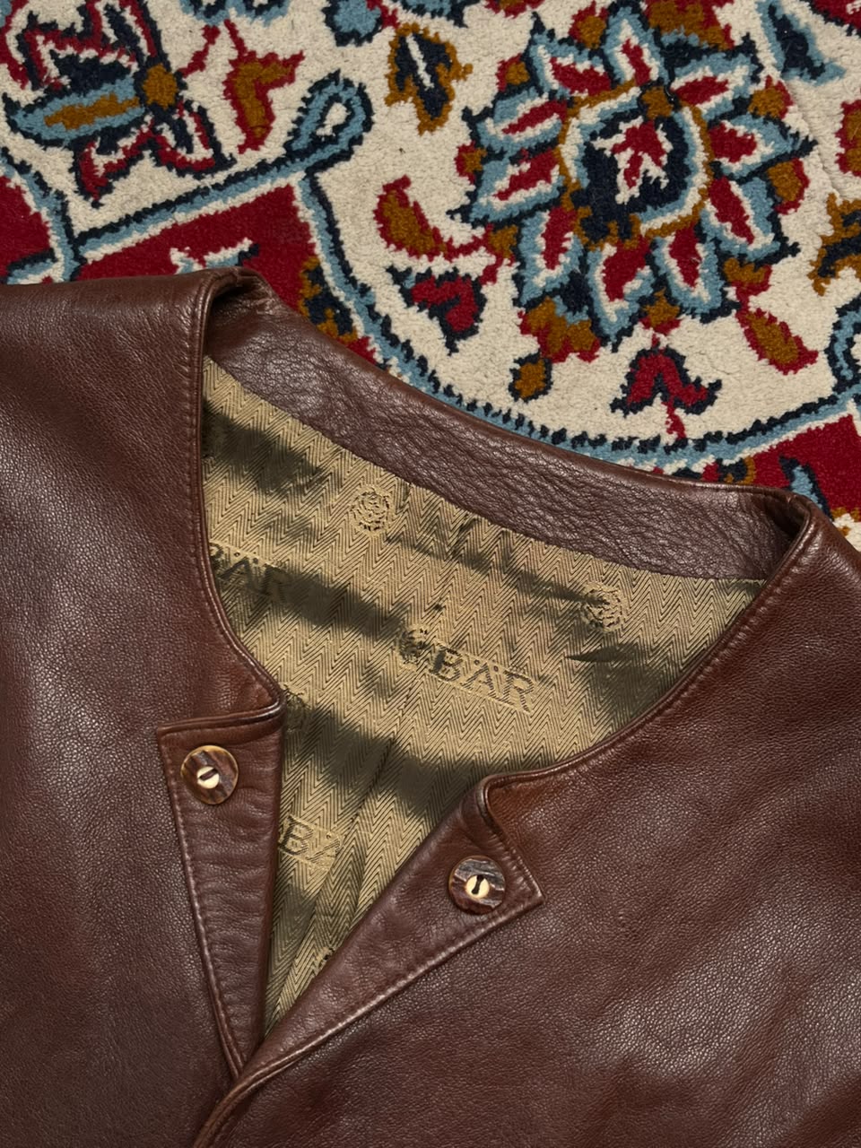Vintage Bar Brown Genuine Leather Vest - L
