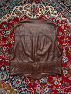 Vintage Bar Brown Genuine Leather Vest - L