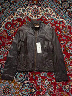 Vintage Ernest Women's Dark Brown Leather Biker Jacket - L