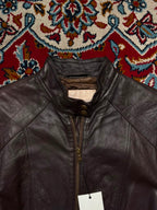 Vintage Ernest Women's Dark Brown Leather Biker Jacket - L