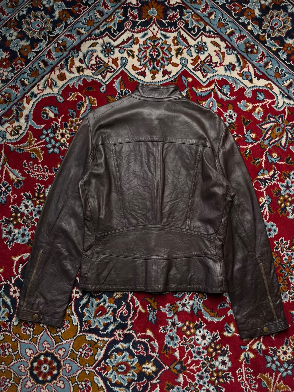 Vintage Ernest Women's Dark Brown Leather Biker Jacket - L