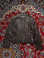 Vintage Ernest Women's Dark Brown Leather Biker Jacket - L