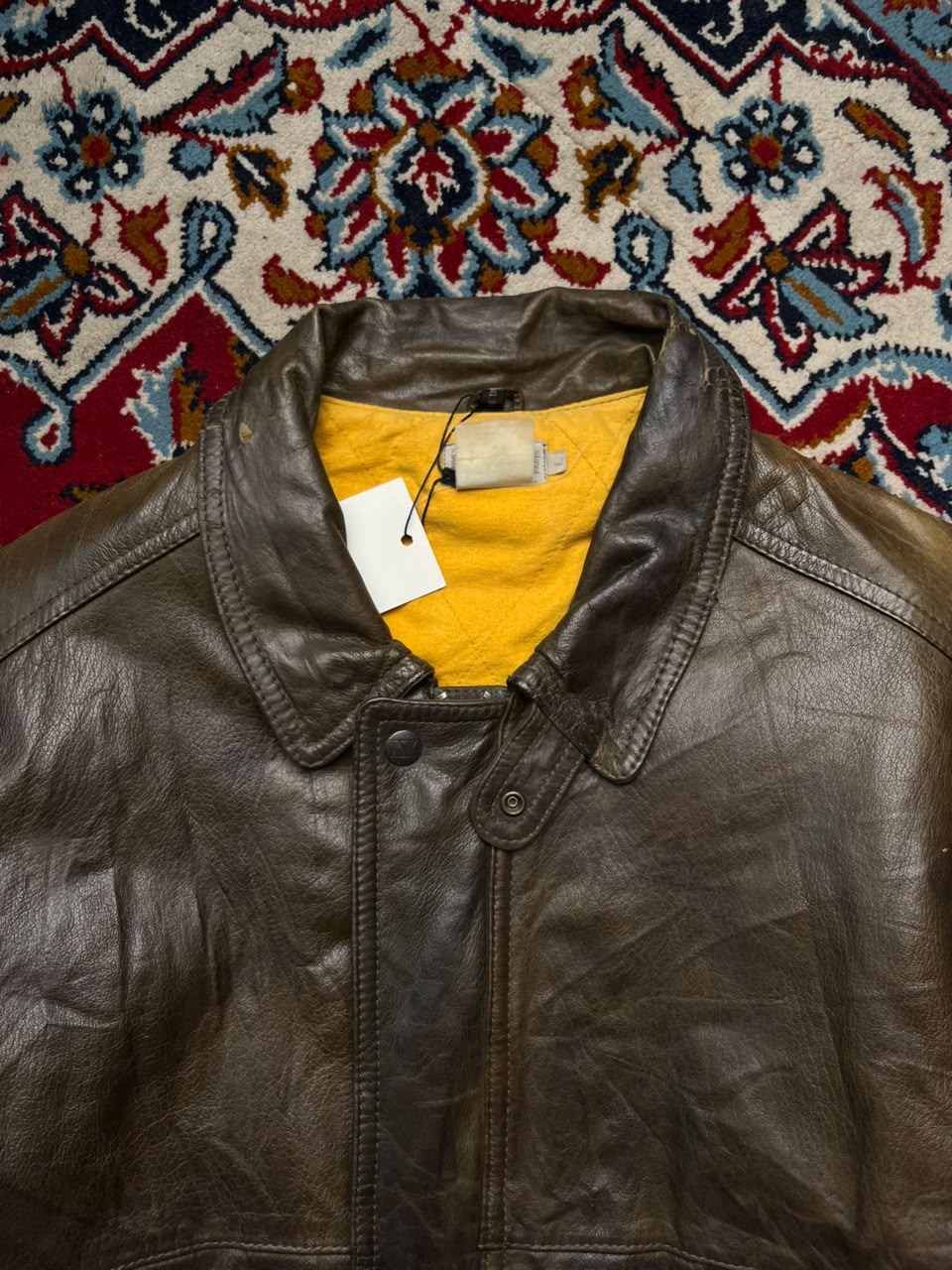 Vintage Jarvis Paris Hommes Distressed Brown Leather Bomber Jacket - M