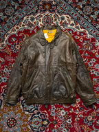 Vintage Jarvis Paris Hommes Distressed Brown Leather Bomber Jacket - M