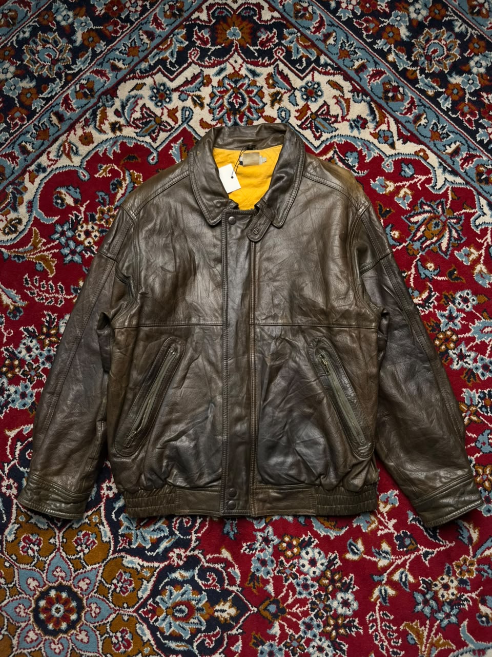 Vintage Jarvis Paris Hommes Distressed Brown Leather Bomber Jacket - M