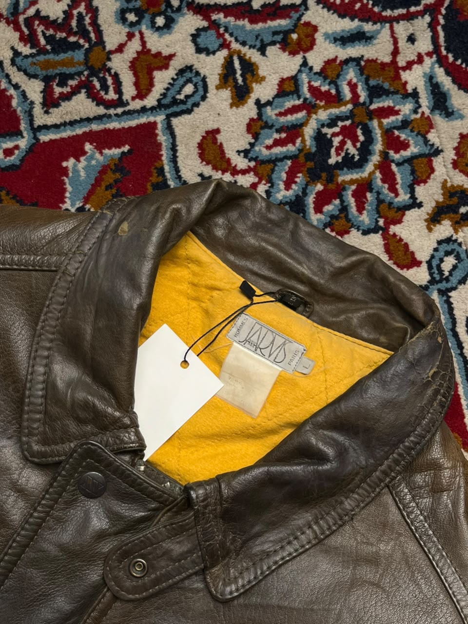Vintage Jarvis Paris Hommes Distressed Brown Leather Bomber Jacket - M