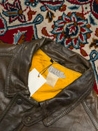 Vintage Jarvis Paris Hommes Distressed Brown Leather Bomber Jacket - M