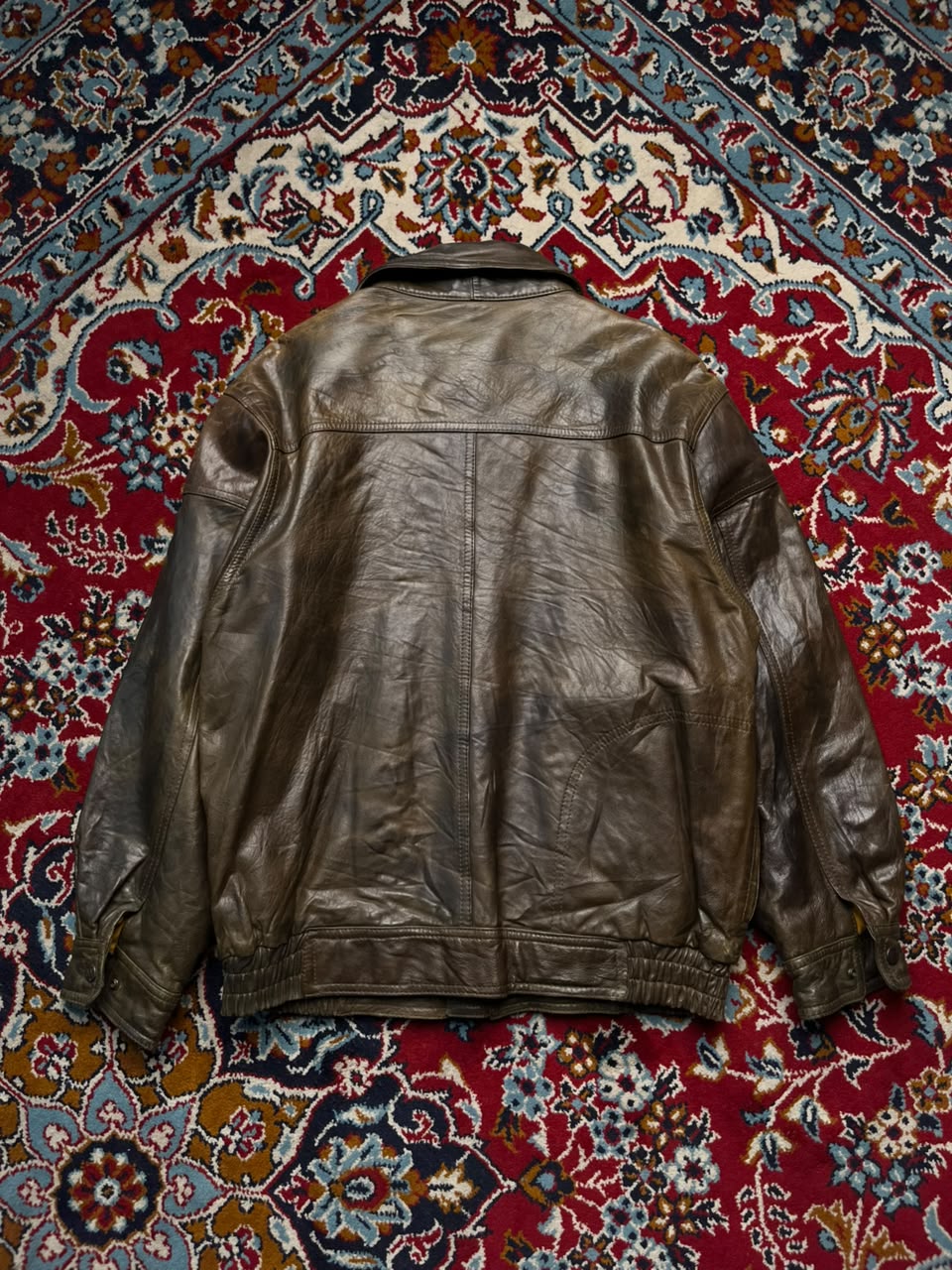 Vintage Jarvis Paris Hommes Distressed Brown Leather Bomber Jacket - M