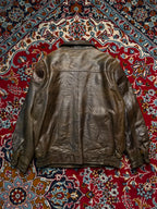 Vintage Jarvis Paris Hommes Distressed Brown Leather Bomber Jacket - M