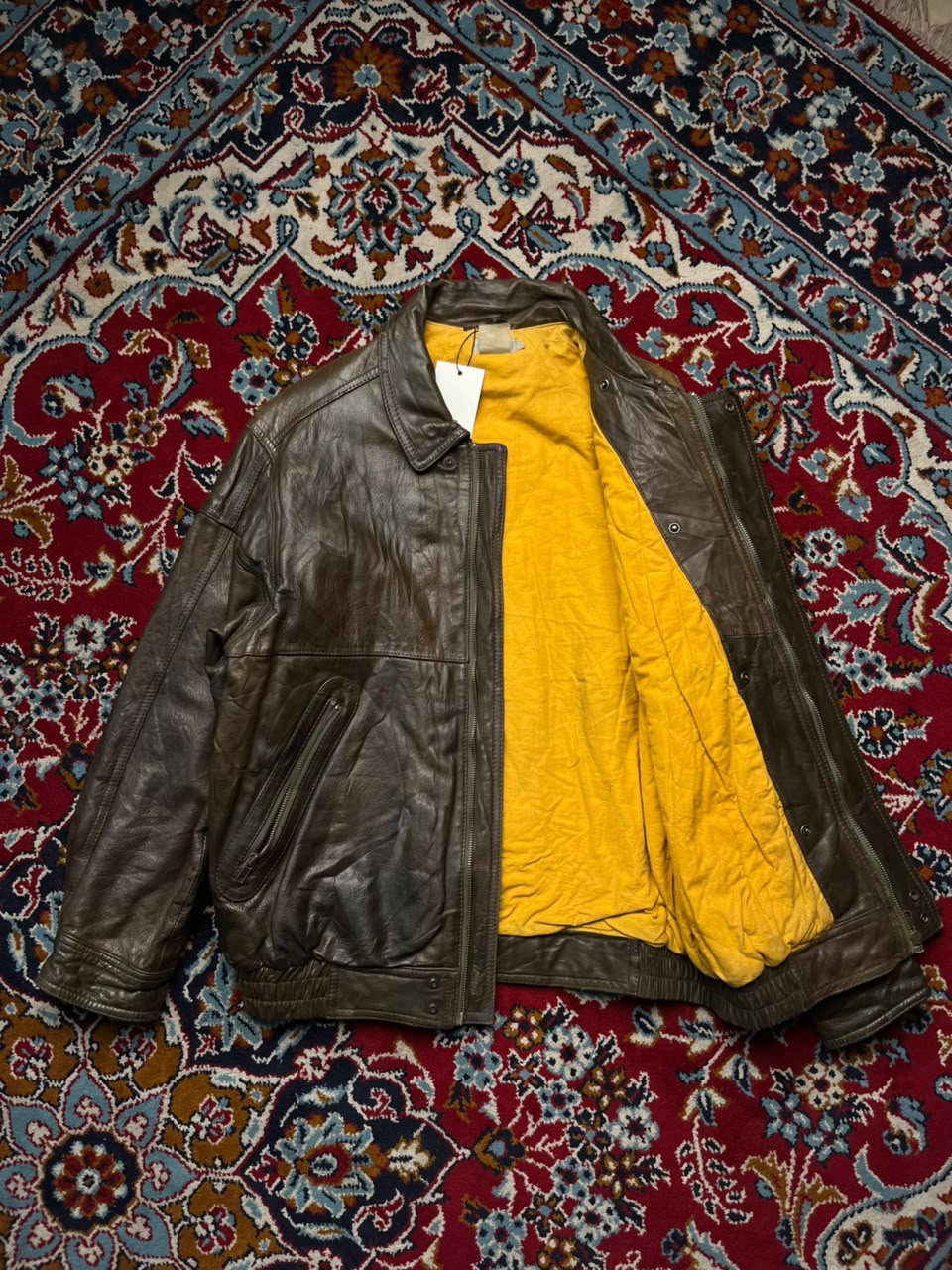 Vintage Jarvis Paris Hommes Distressed Brown Leather Bomber Jacket - M