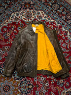 Vintage Jarvis Paris Hommes Distressed Brown Leather Bomber Jacket - M