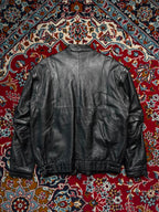 Vintage Black Leather Convertible Zip Off Sleeves Bomber Jacket - L