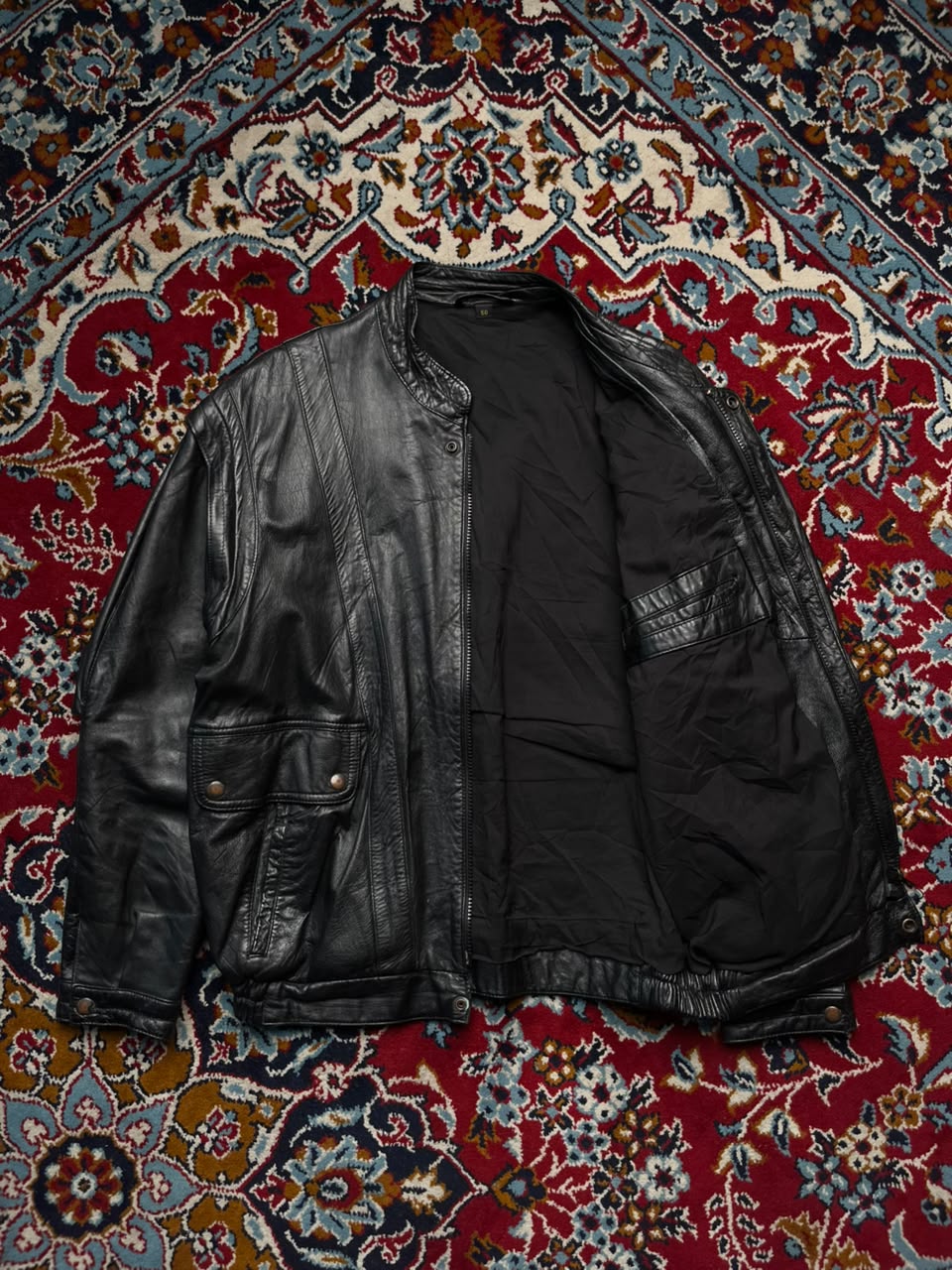 Vintage Black Leather Convertible Zip Off Sleeves Bomber Jacket - L