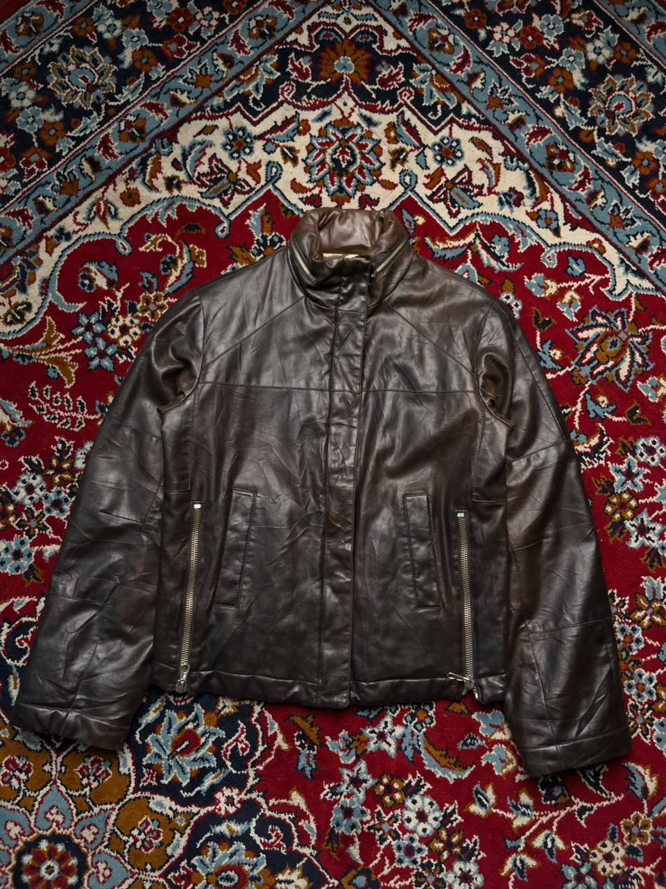 Vintage Block 60 Gilmar Faux Leather Bomber Jacket - M