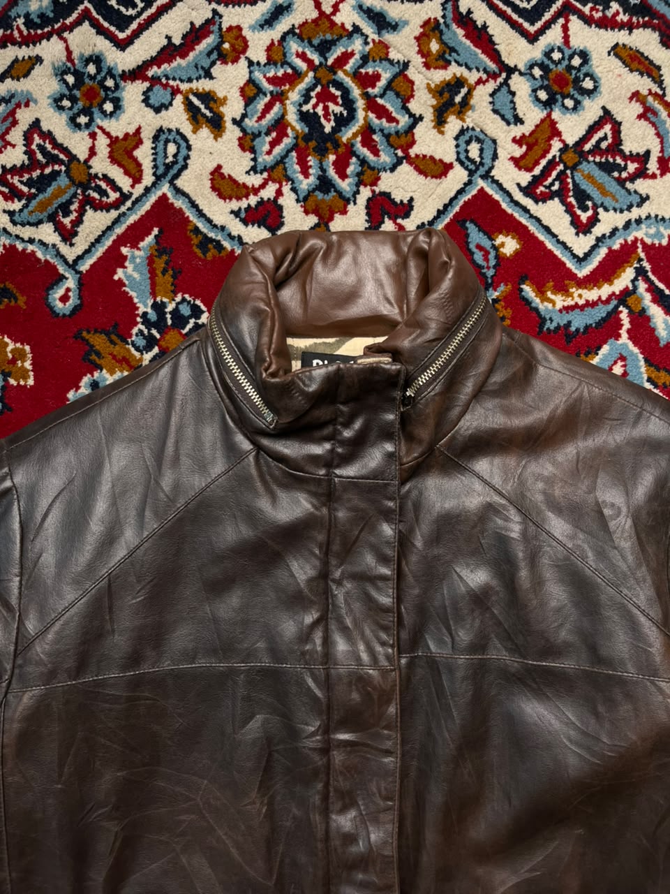 Vintage Block 60 Gilmar Faux Leather Bomber Jacket - M