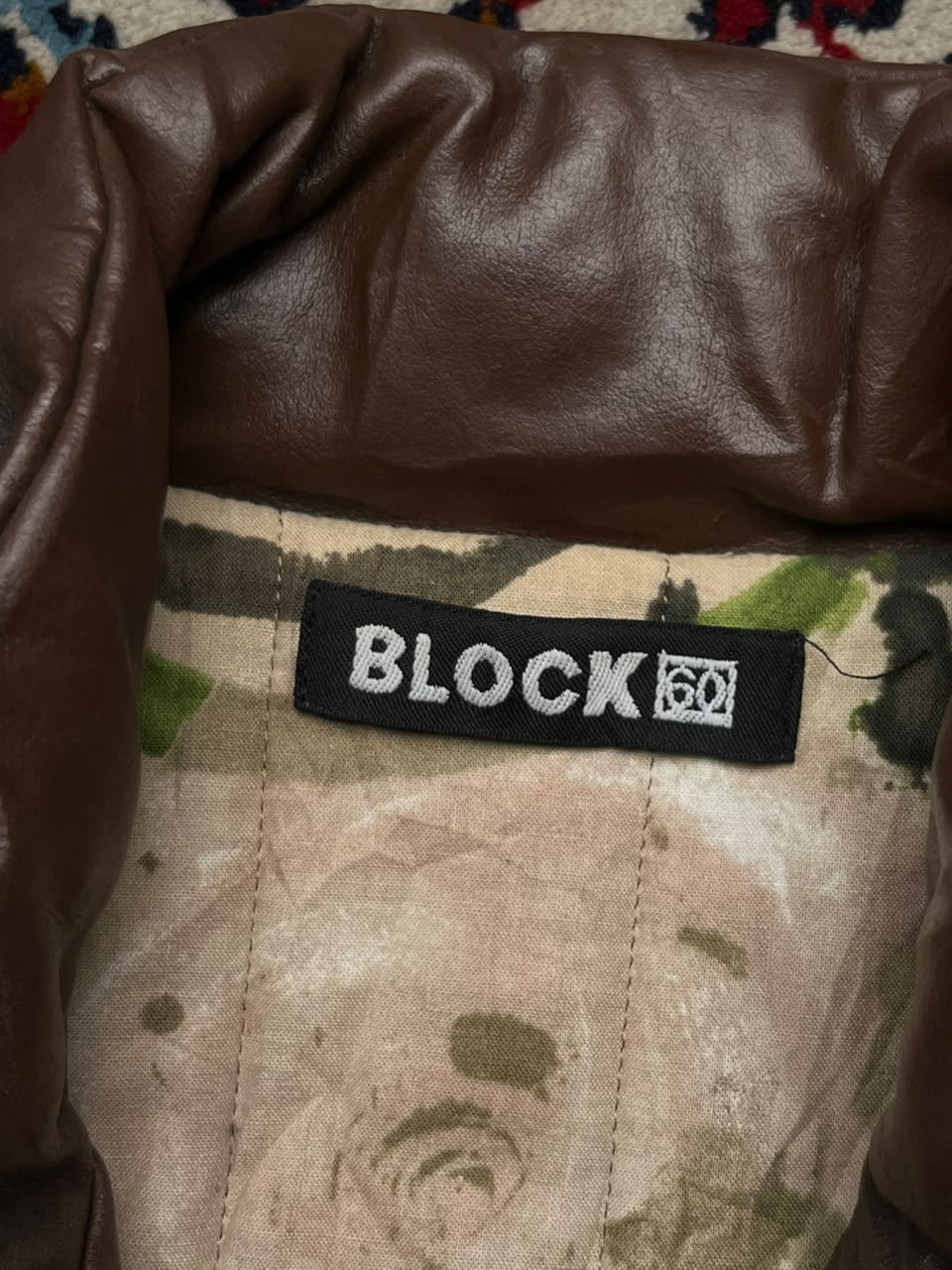 Vintage Block 60 Gilmar Faux Leather Bomber Jacket - M