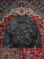 Vintage BLACK Leather Bomber Jacket - S