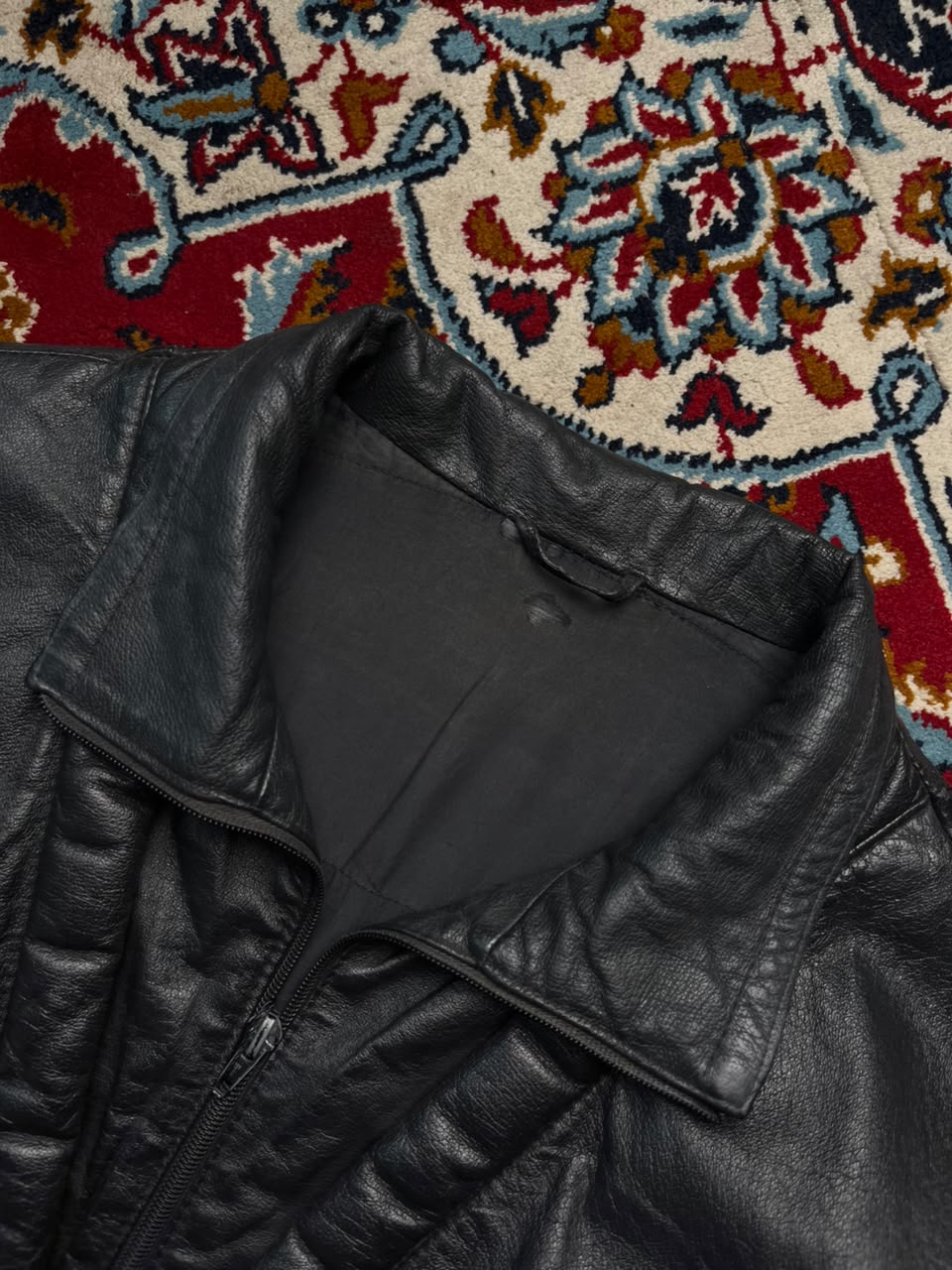 Vintage BLACK Leather Bomber Jacket - S
