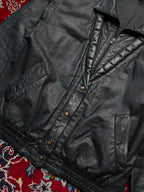 Vintage BLACK Leather Bomber Jacket - S