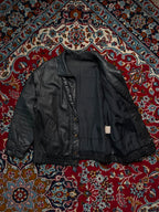 Vintage BLACK Leather Bomber Jacket - S