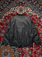 Vintage BLACK Leather Bomber Jacket - S