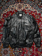 Vintage Casual Selection Zip Off Sleeves Leather Bomber Jacket - XL