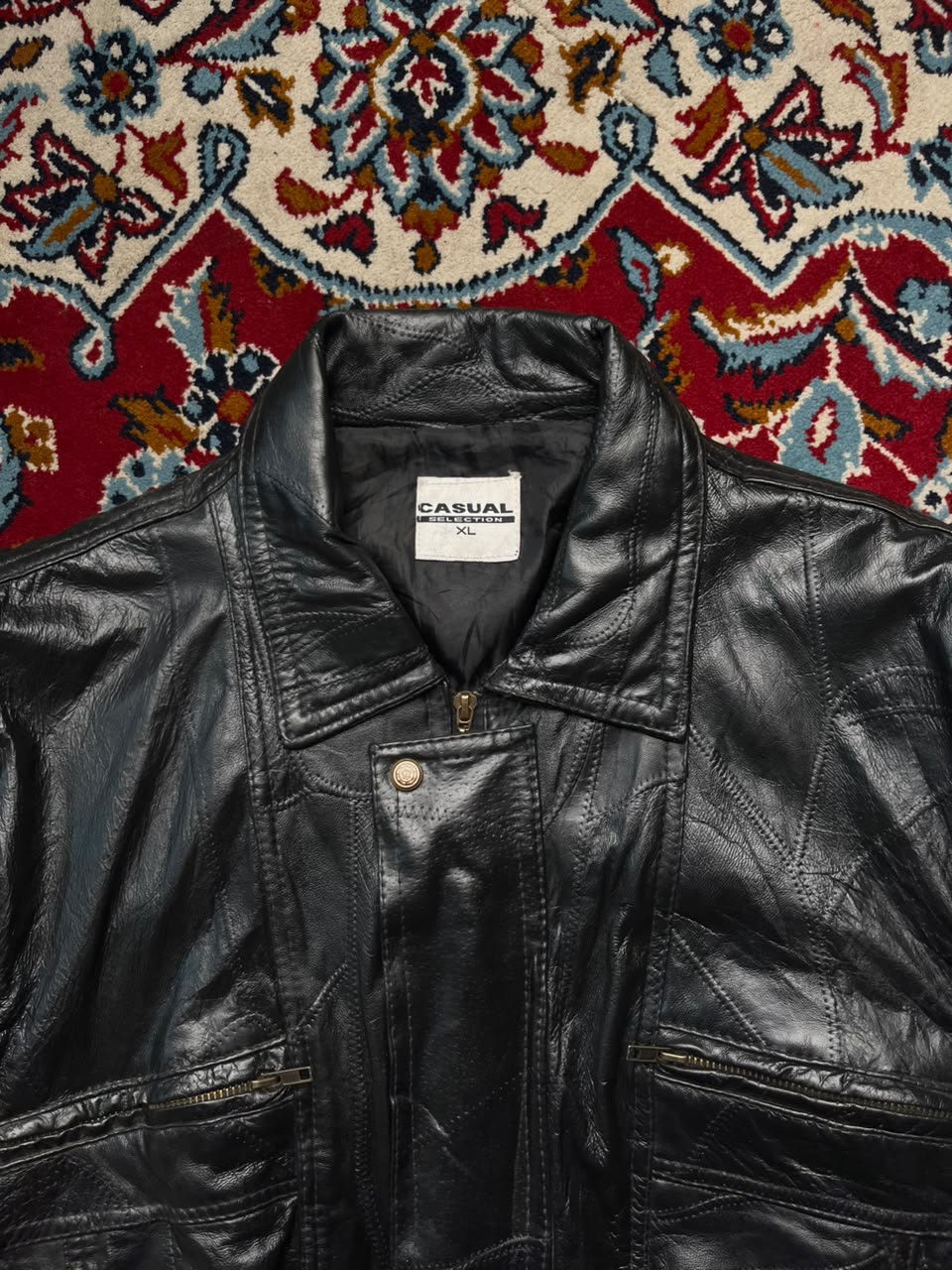 Vintage Casual Selection Zip Off Sleeves Leather Bomber Jacket - XL