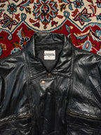 Vintage Casual Selection Zip Off Sleeves Leather Bomber Jacket - XL