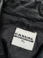 Vintage Casual Selection Zip Off Sleeves Leather Bomber Jacket - XL