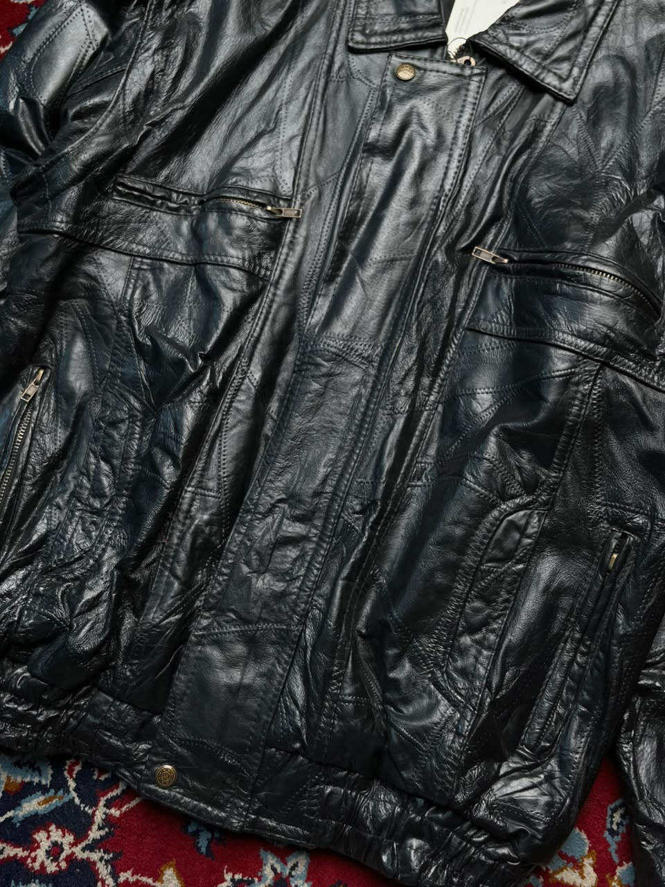 Vintage Casual Selection Zip Off Sleeves Leather Bomber Jacket - XL
