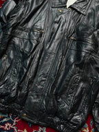 Vintage Casual Selection Zip Off Sleeves Leather Bomber Jacket - XL