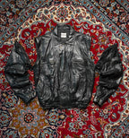 Vintage Casual Selection Zip Off Sleeves Leather Bomber Jacket - XL