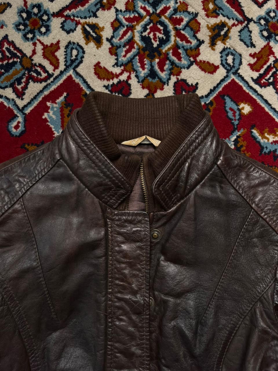 Promod Womens Brown Leather Biker Jacket - S