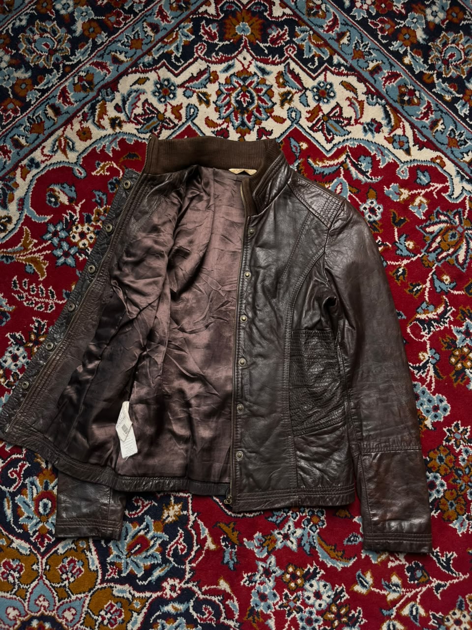 Promod Womens Brown Leather Biker Jacket - S
